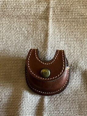 Brown Leather Snuff holder with Brass Snap
